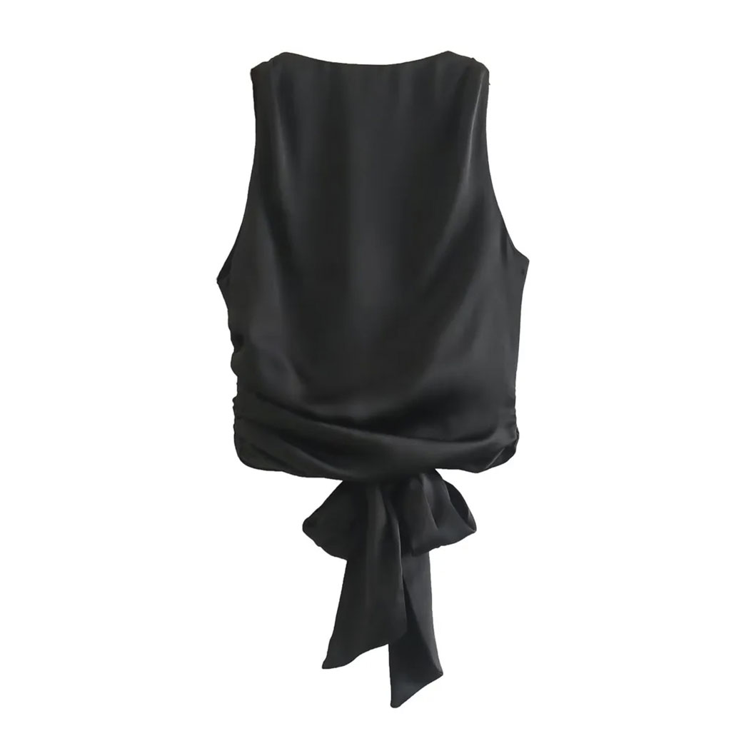 Blusa Feminina de Cetim Andreza, preto, a peça obrigatória para um look elegante