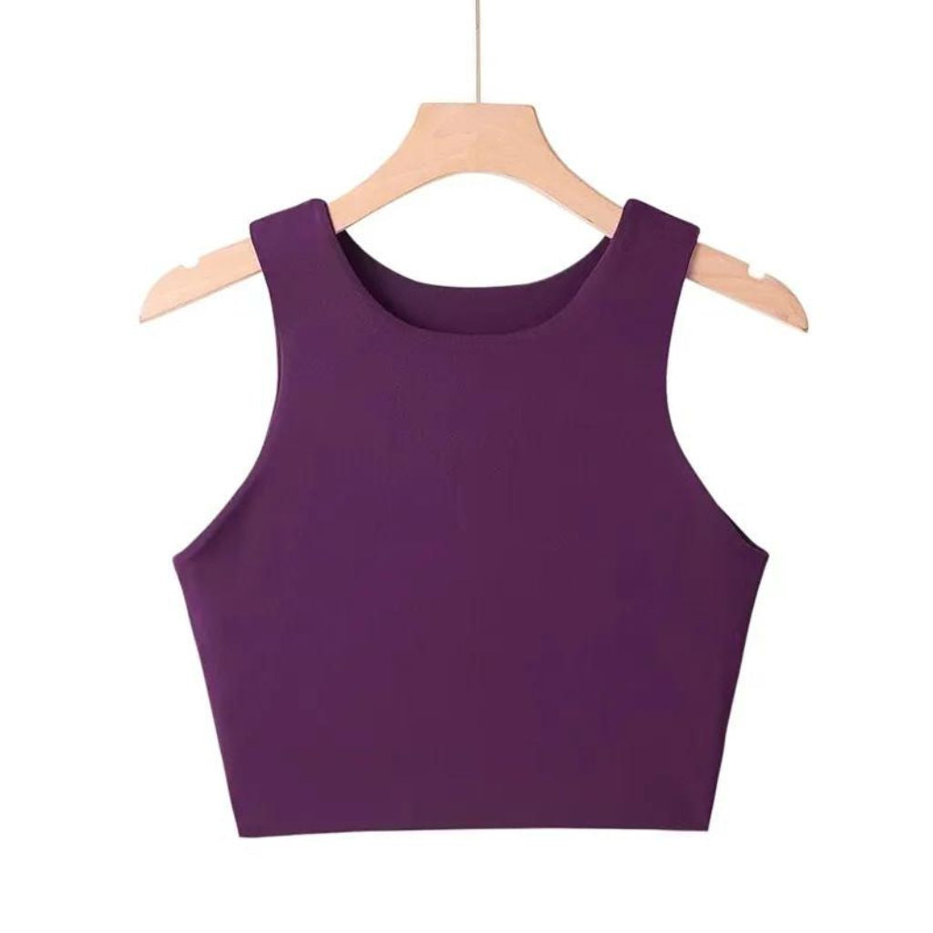 Cropped Feminino Sem Manga Nice Roxo, cores vibrantes para um look moderno