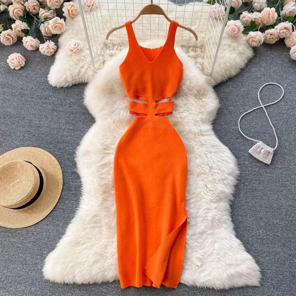 Vestido De Tricô Laranja, ideal para eventos casuais