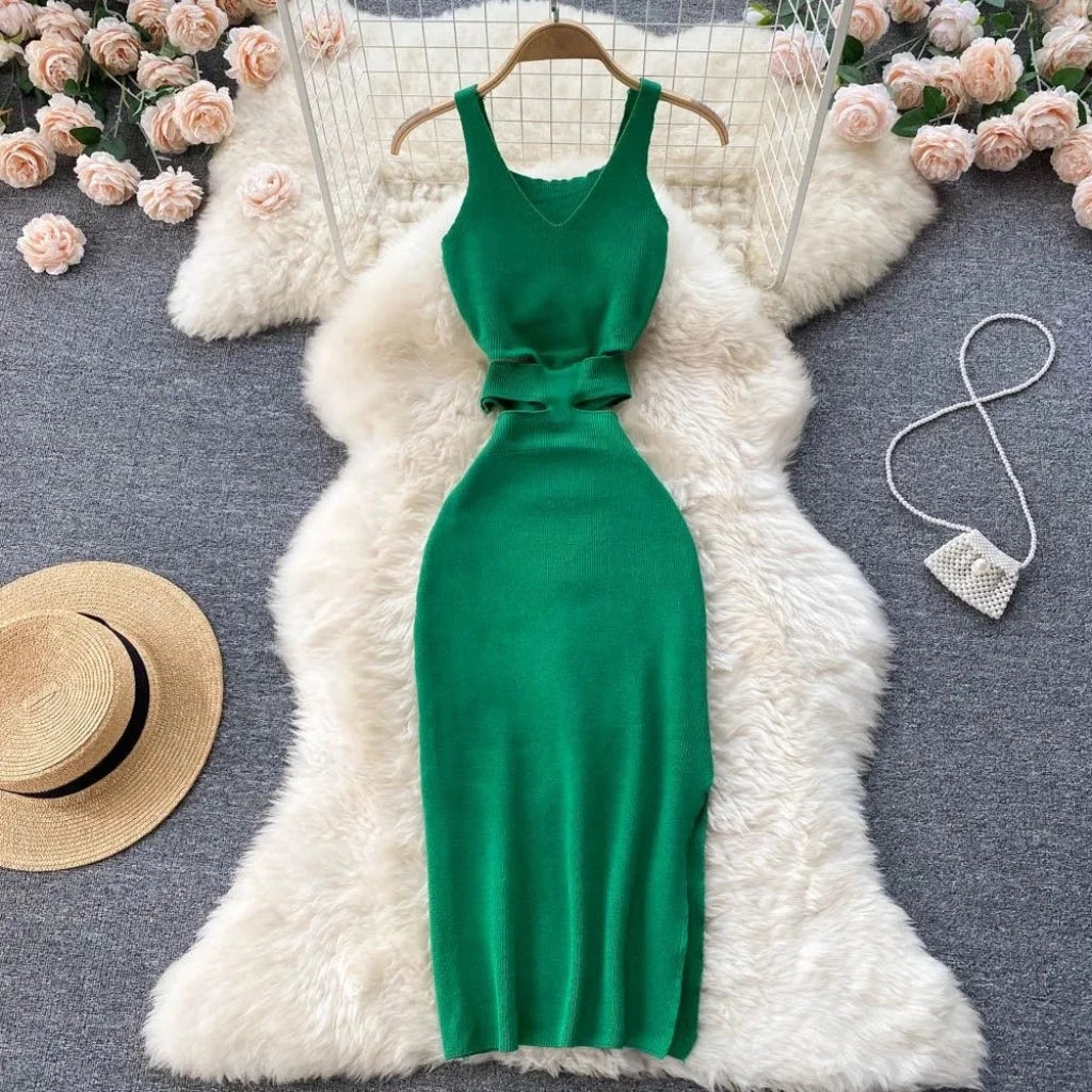 Vestido De Tricô Verde, ideal para looks modernos