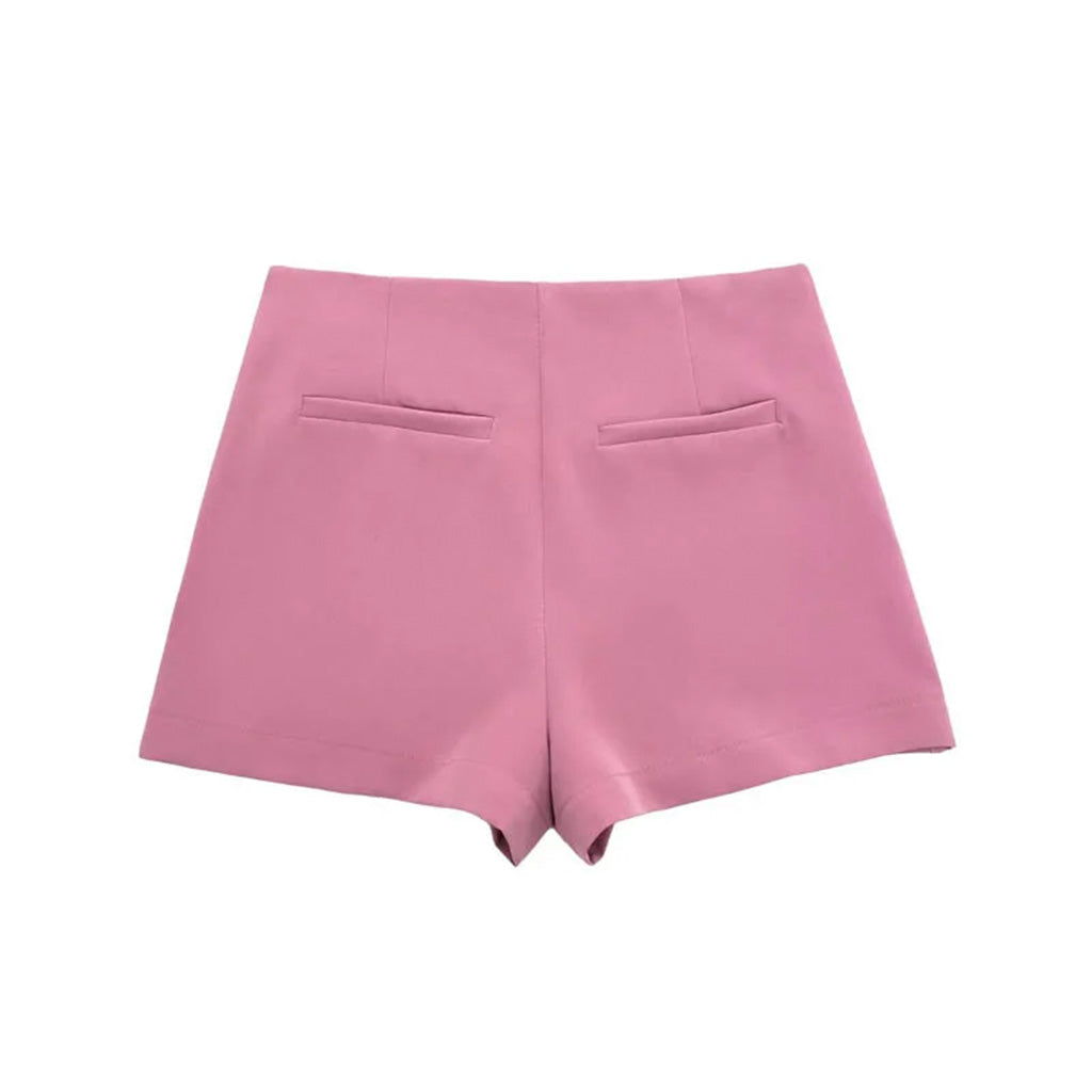 short saia rosa detalhe bolso traseiro