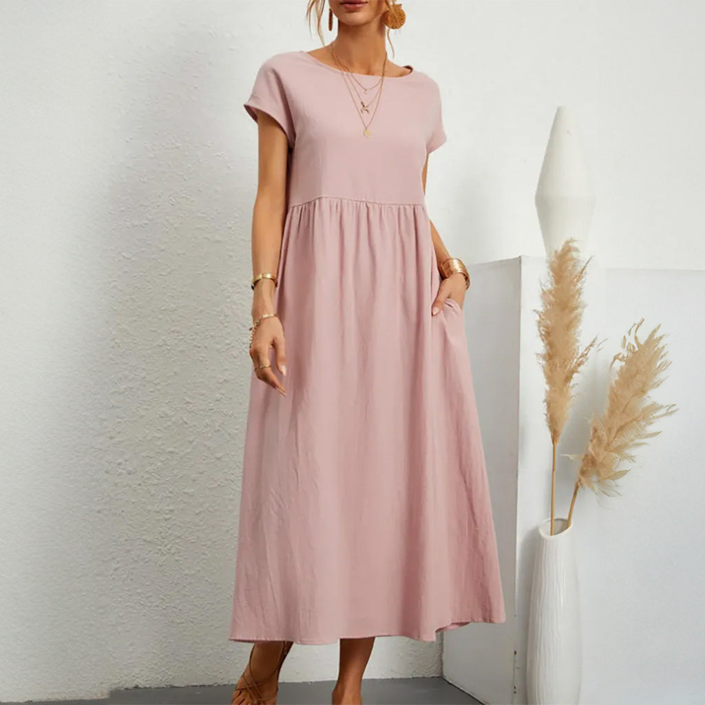 vestido longo rosa