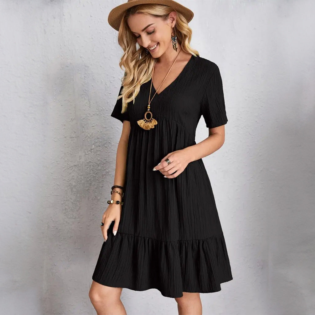 Vestido Midi Camila Preto - Vista Frontal