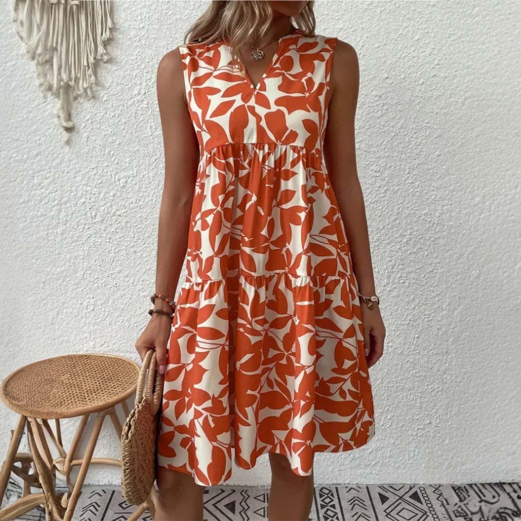 Vestido midi Miriam em laranja, destacando a cor vibrante